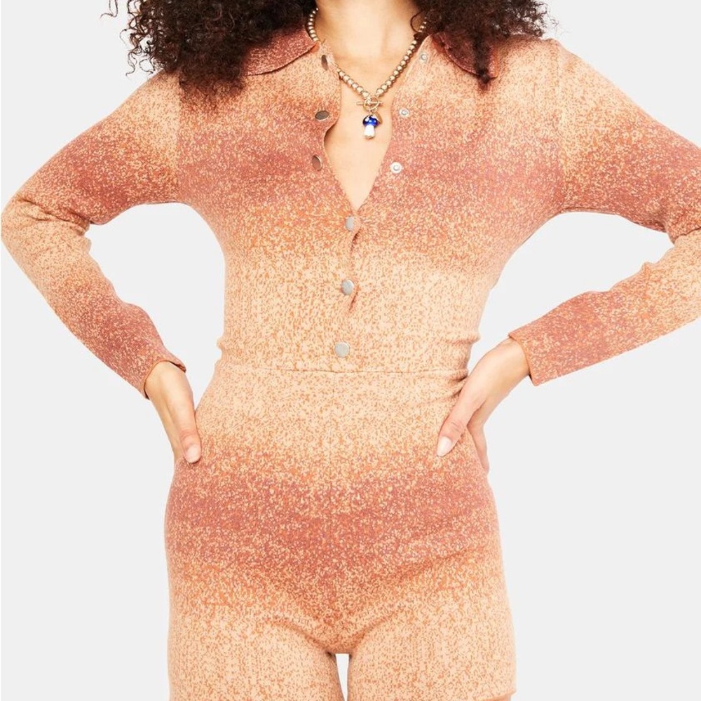 Blue Blush Tan Gradient Long Sleeve Romper
